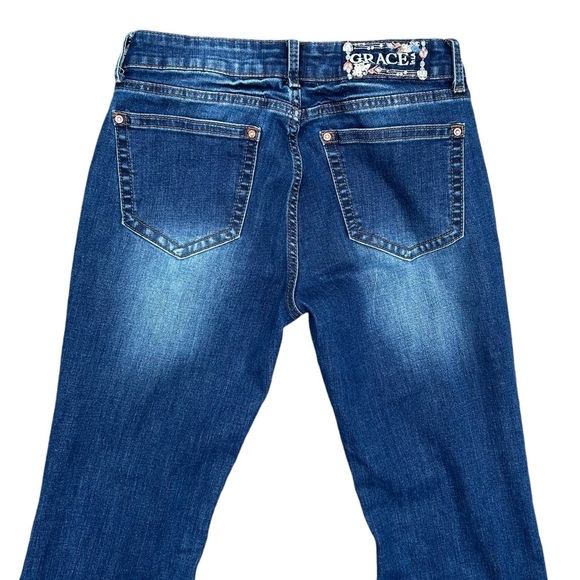 Grace In LA Bell Bottom Jeans 27 Sequins Embroidered Boho Hippie Flare Weatern - Picture 5 of 12